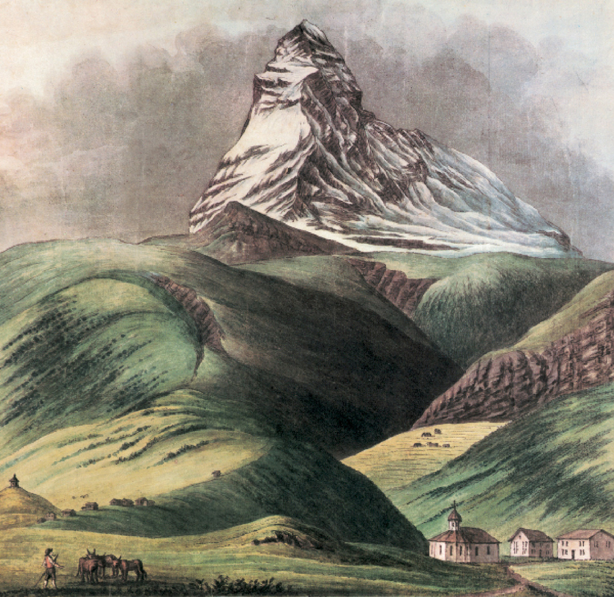 A view of the Matterhorn from the St. Niklaus Valley, drawn by Hans Conrad
Escher, 14 August 1806.
