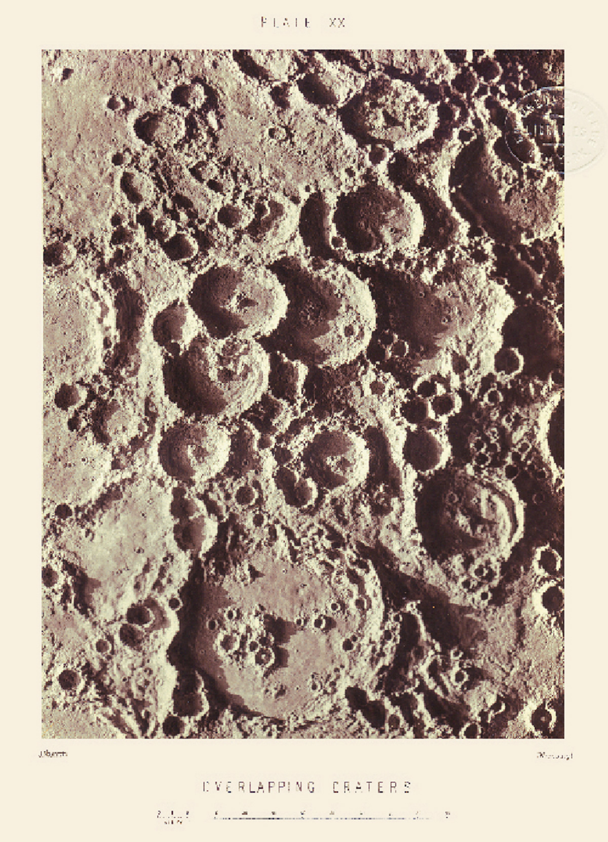 An image from James Nasmyth’s “The Moon: Considered as a Planet, a World, and a Satellite,” eighteen seventy four.