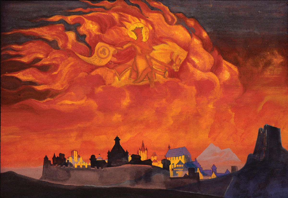 A nineteen thirty two painting by Nicholas Roerich titled “Sophia—the Wisdom of the Almighty.”