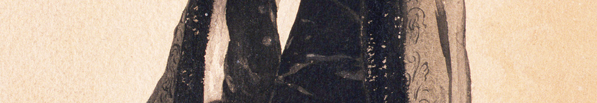 A detail from a watercolor portrait painted in eighteen ninety four by Karl Walser of his brother Robert dressed as the misfit robber Karl Moor in Friedrich Schiller’s seventeen eighty one play
