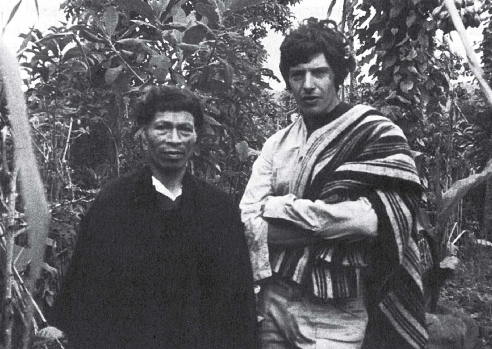 Michael Taussig in a garden with yagé vines with Don Pedro, an Indian
healer. Colombia, 1977.