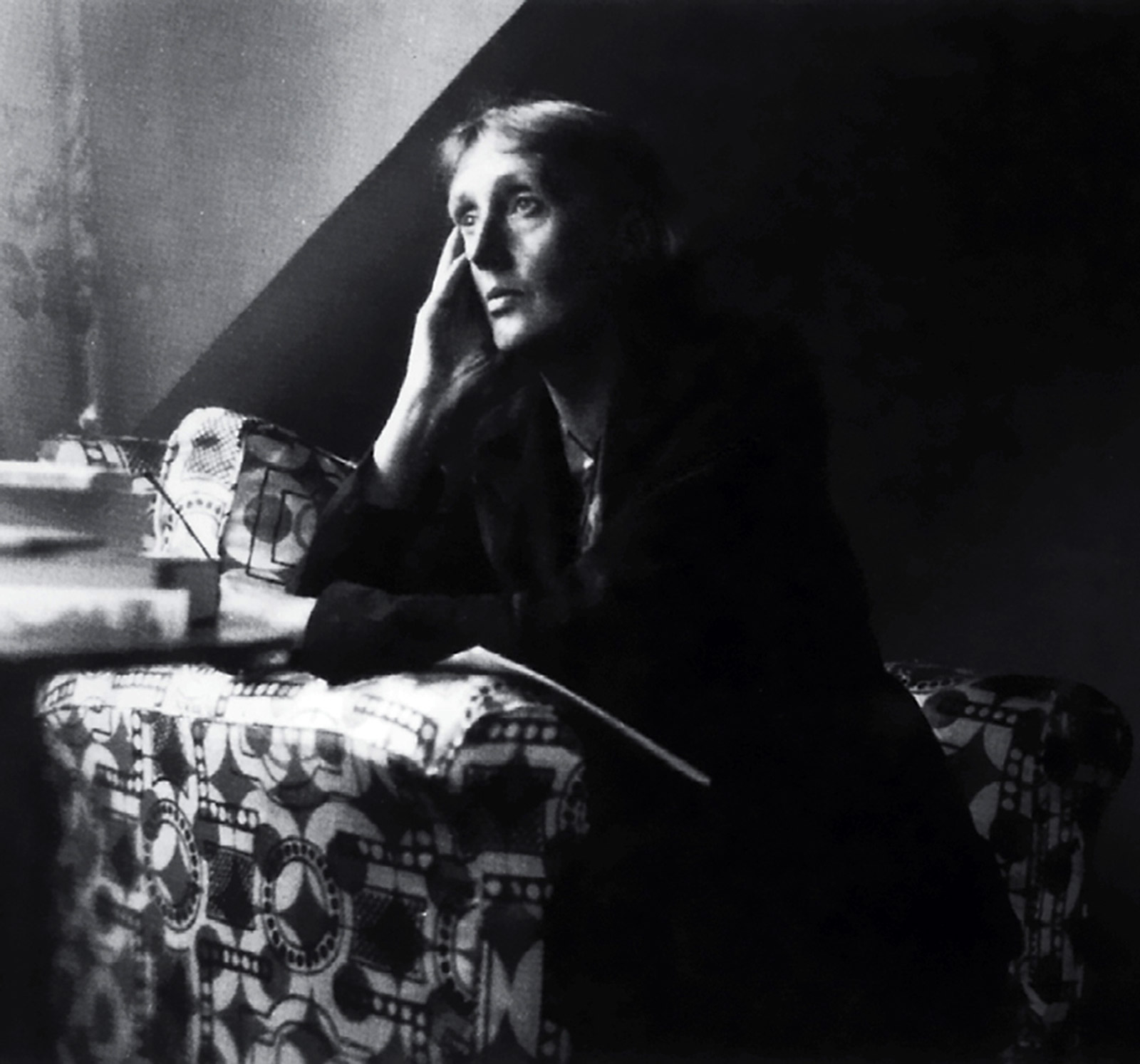 A photograph of Virginia Woolf. 