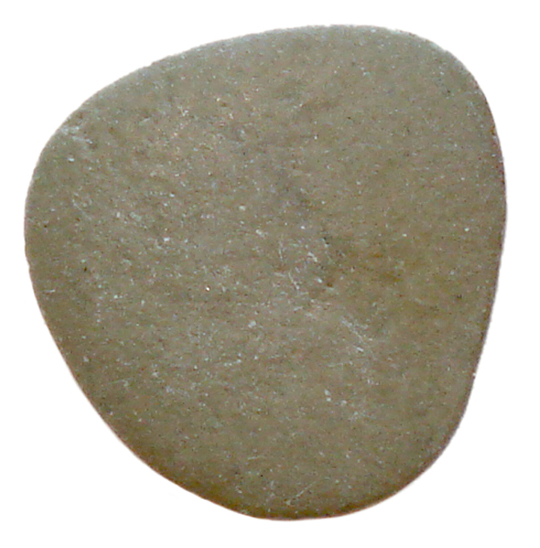 A photograph of a rock which resembles a guitar pick.