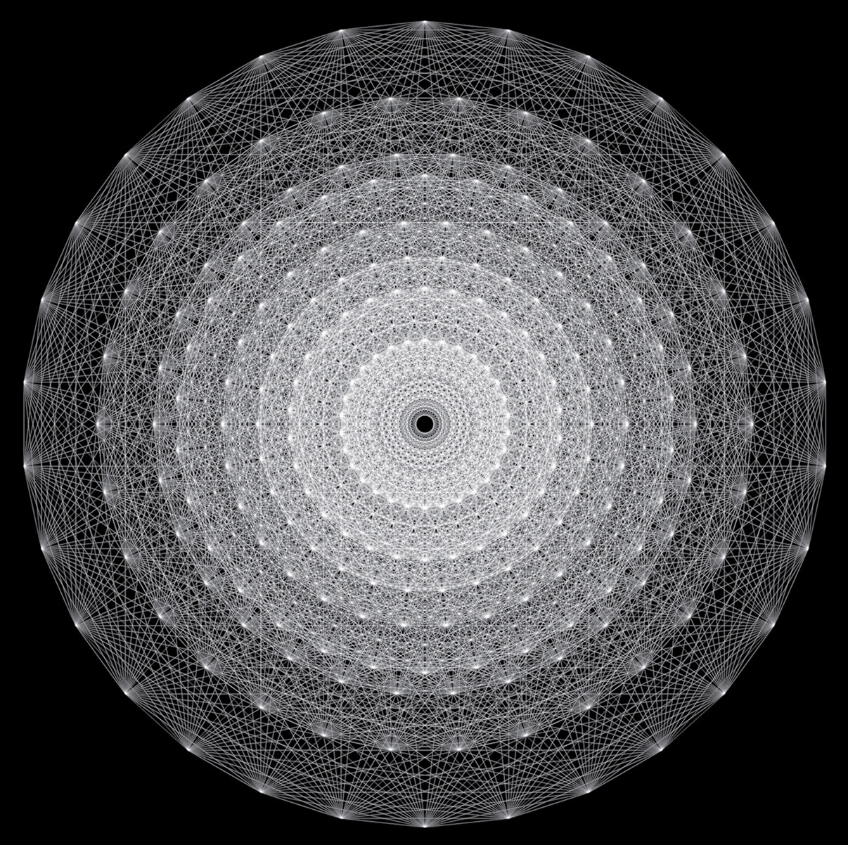 A computer representation of the exceptional finite group known as E8, a smaller cousin of the Monster.