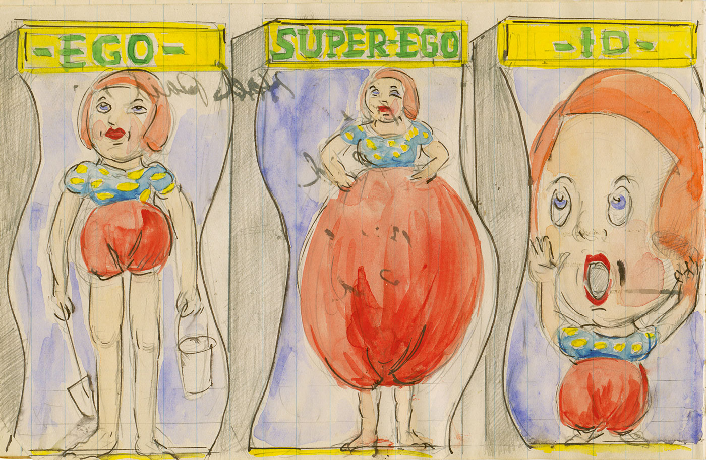 Albert Grass’s sketch for funhouse mirrors at Dreamland.