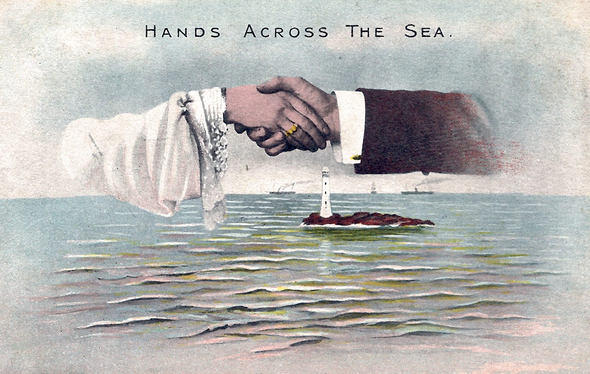 A circa 1907 “Hands Across the Sea” postcard published by by Millar and Lang. 