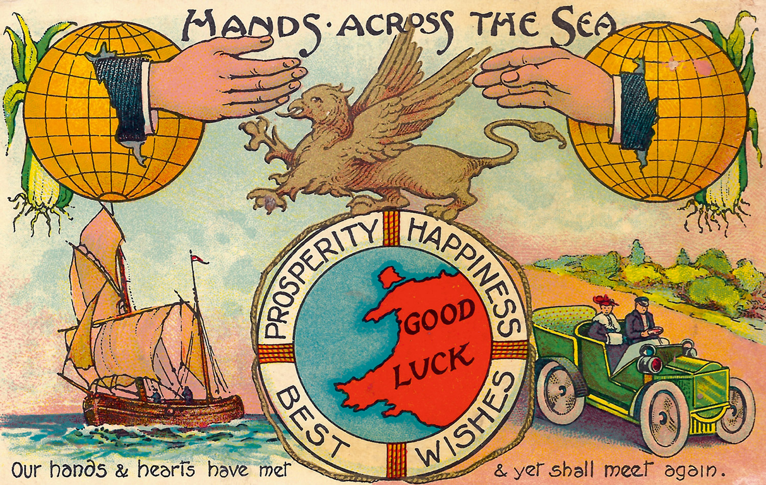A “Hands Across the Sea” postcard published by Millar and Lang. 