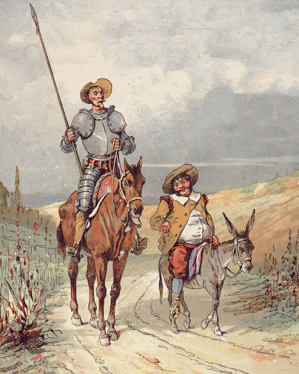 A 1922 illustration by Jules David titled “Don Quixote and Sancho Panza.”