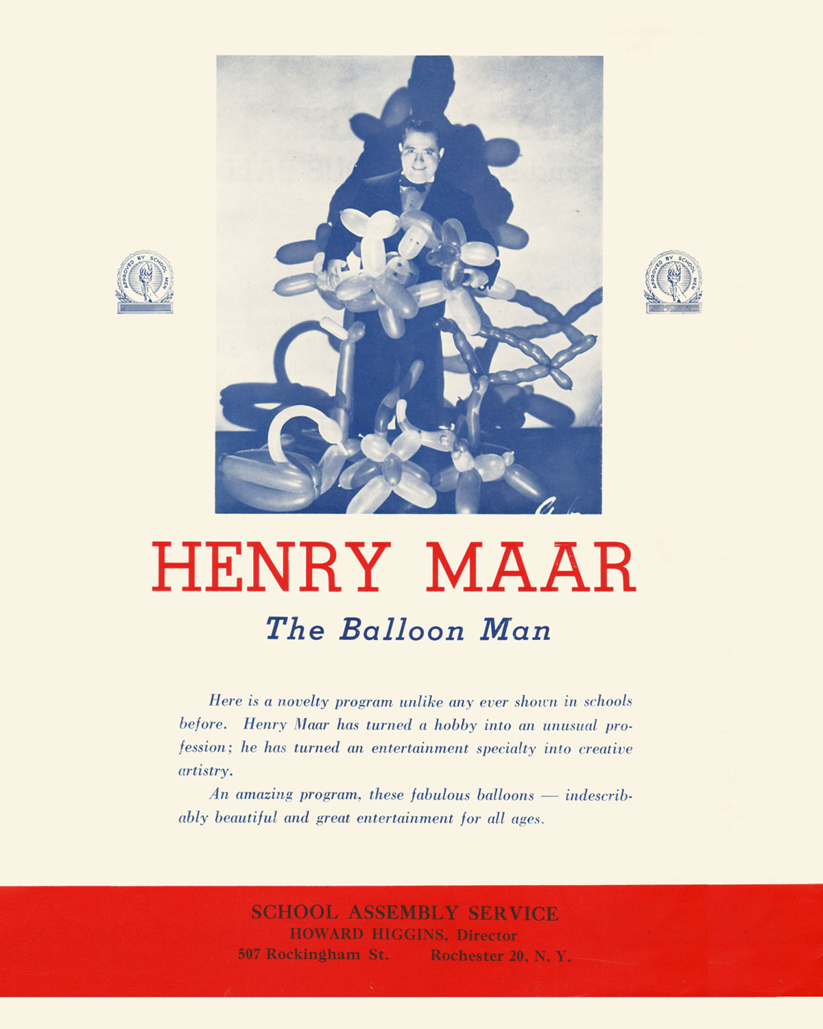 Publicity brochure for Henry Maar, aka “The Balloon Man,” late 1940s. Courtesy Redpath Chautauqua Collection, University of Iowa Libraries, Iowa City, Iowa.