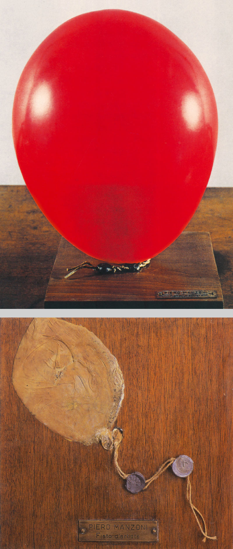 Piero Manzoni, Fiato d’artista, 1960, happy (top) and sad (bottom).