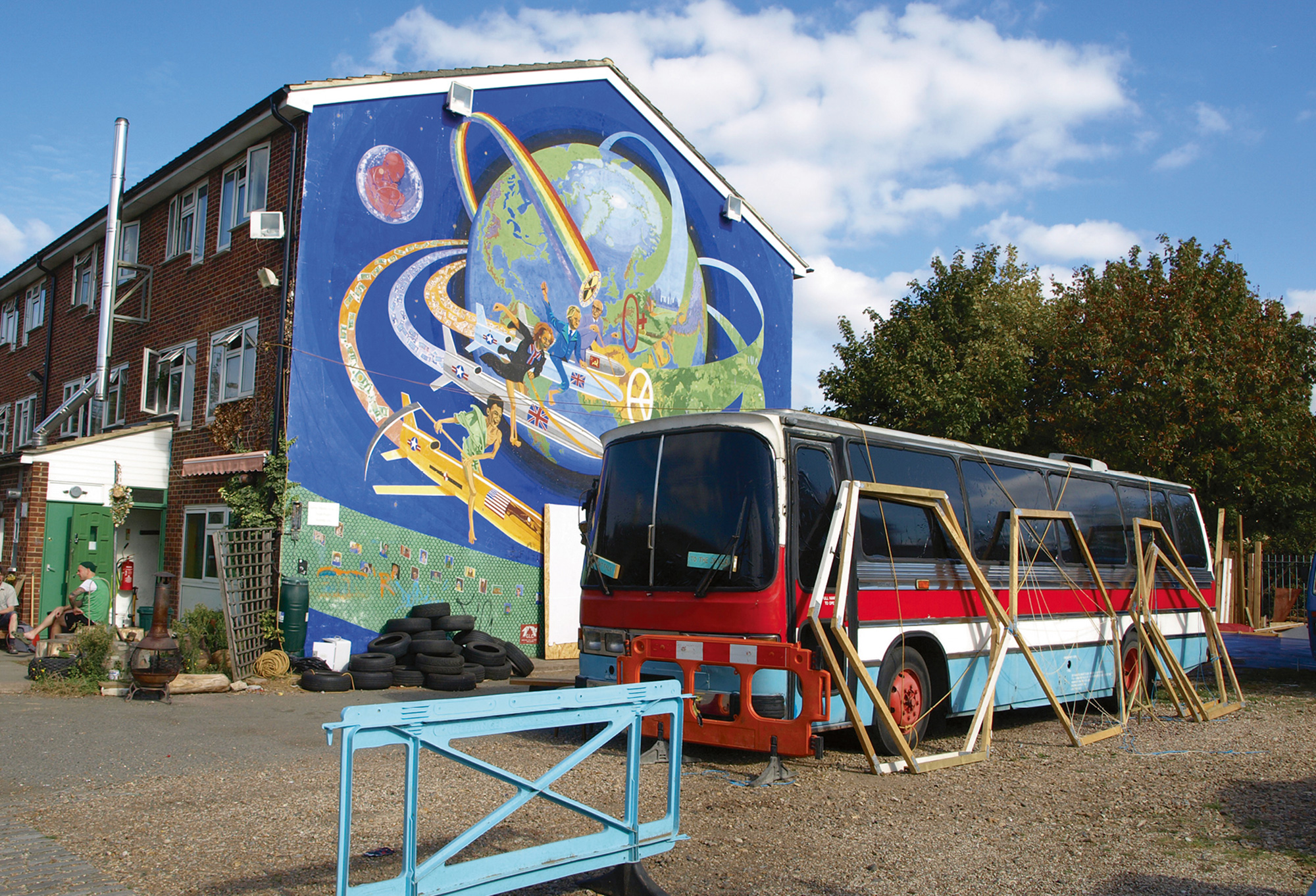 A photograph of a nineteen eighty-four mural by Brian Barnes titled “New Cross Peace Mural.”