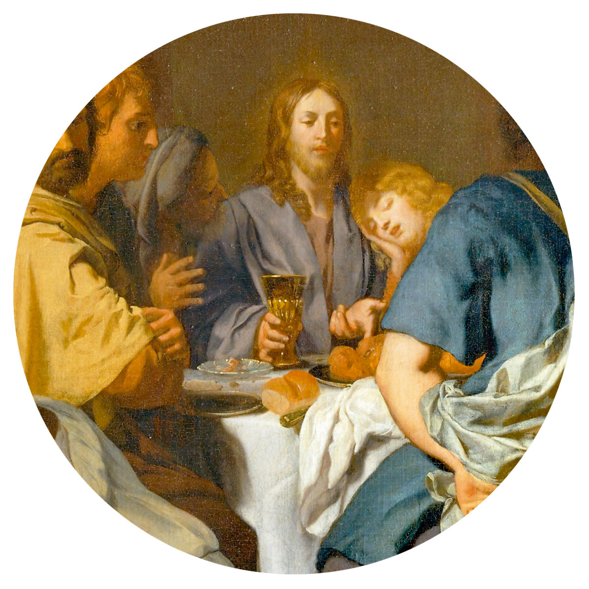 A detail from a circa sixteen seventy painting by Gérard de Lairesse titled “The Institution of the Eucharist (Last Supper).”