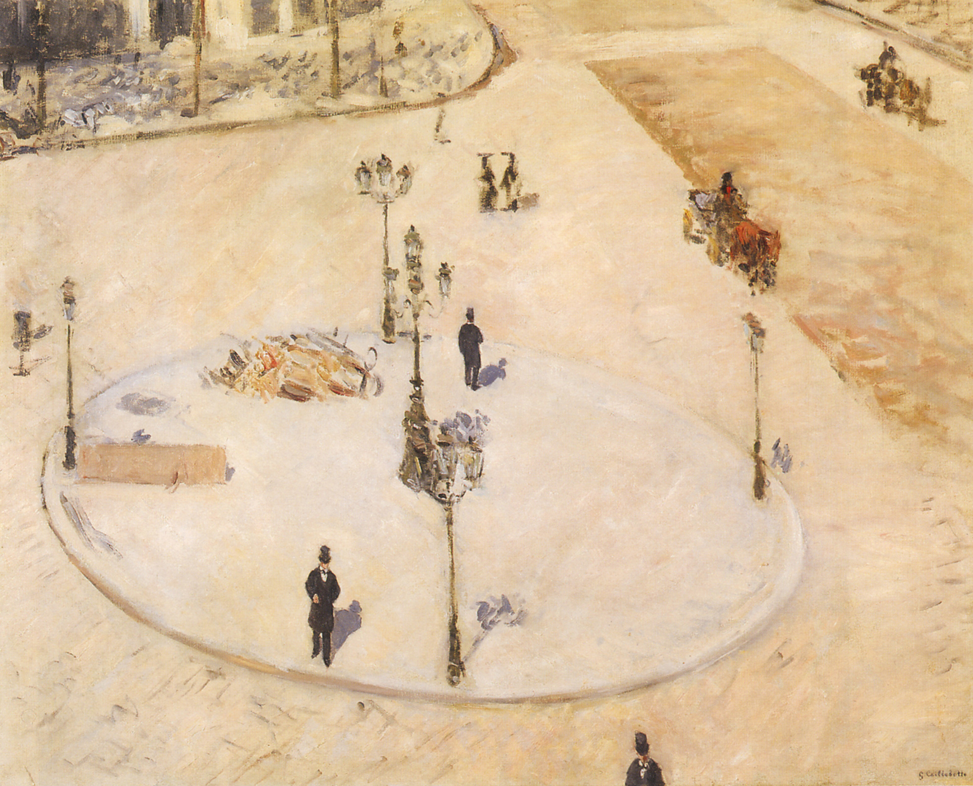 Gustave Caillebotte, A Traffic Island, Boulevard Haussmann, 1880.
