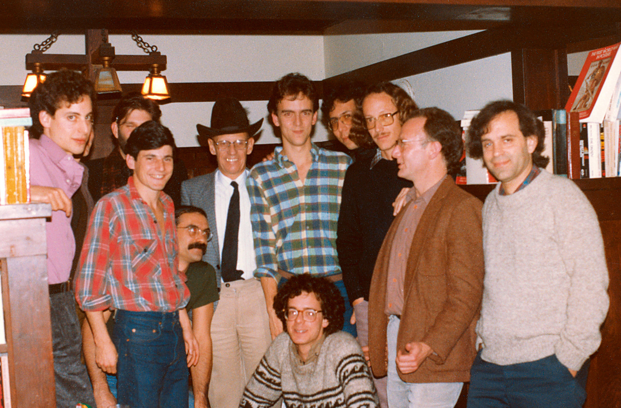 A nineteen eighty-three photograph of Michel Foucault at the University of California, Berkeley, wearing a cowboy hat given to him by his students.