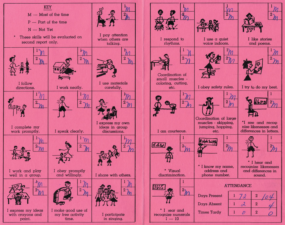 Jonathan Ames’s kindergarten report card, 1969–1970