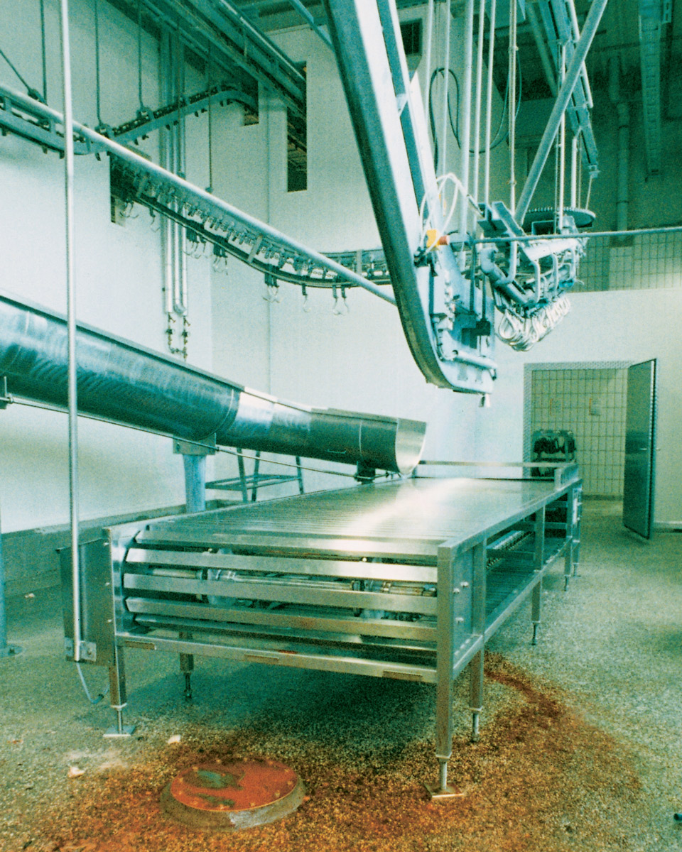 A photograph of a slaughterhouse in Germany.
