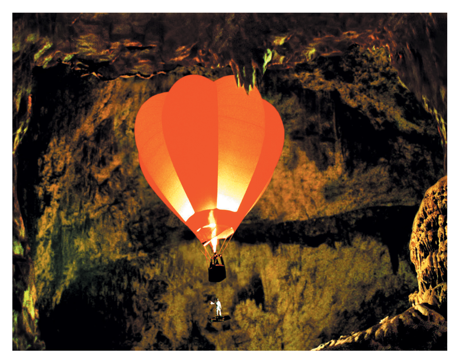 A 2001 postcard by artist Vadim Fishkin entitled “Hot air ballooning in a cave.”