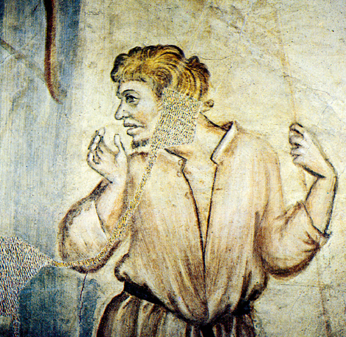 Example of the use of chromatic abstraction to fill a lacuna in an early fourteenth-century fresco in the Velluti Chapel of the Basilica of Santa Croce, Florence.
