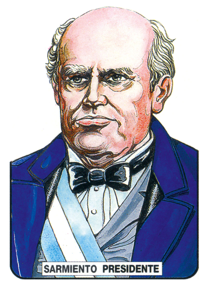 A sticker of Domingo Faustino Sarmiento produced for the annual Argentine celebration of Sarmiento on 11 September.