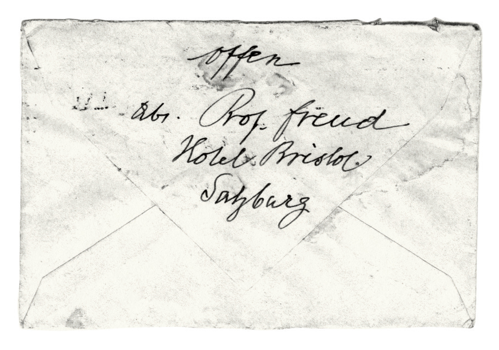 Letter from Freud to Karl Abraham, 10 August 1916. Freud added the word offen (open) to alert the censors to the fact that he had not sealed the envelope.