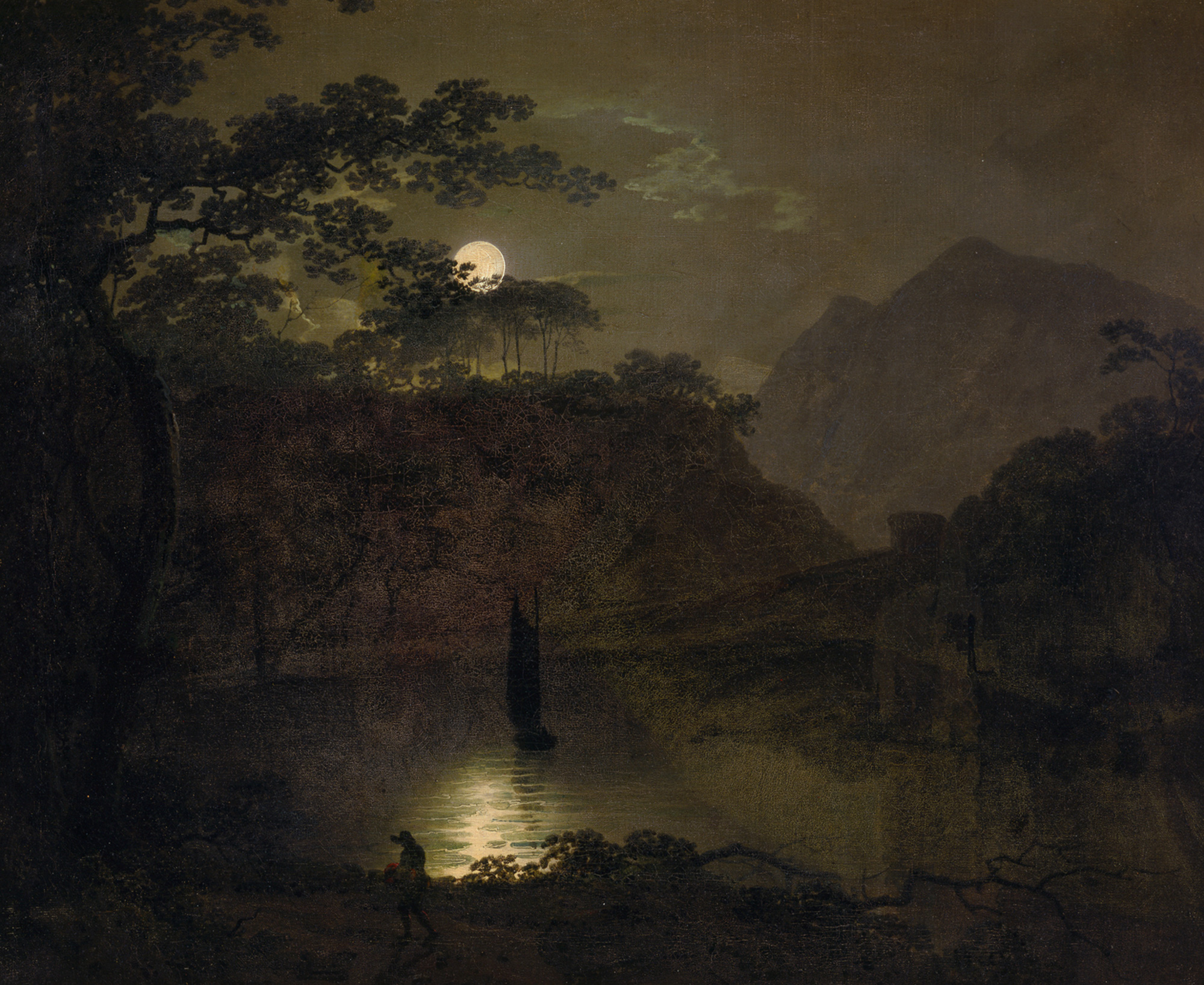 Joseph Wright of Derby, A Lake by Moonlight, 1780–1782. Courtesy Yale Center for British Art.