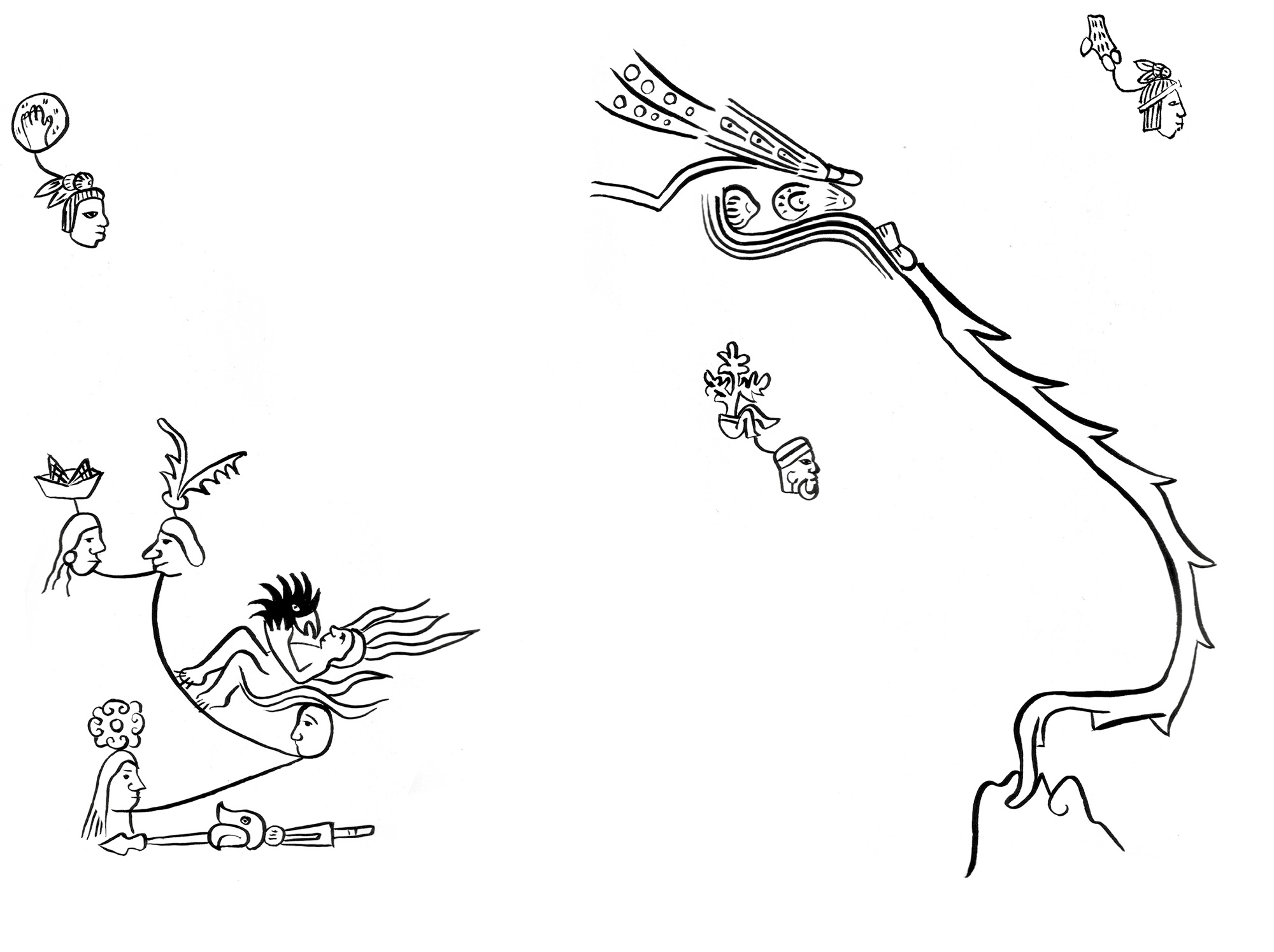 An artwork of various doodled figures.