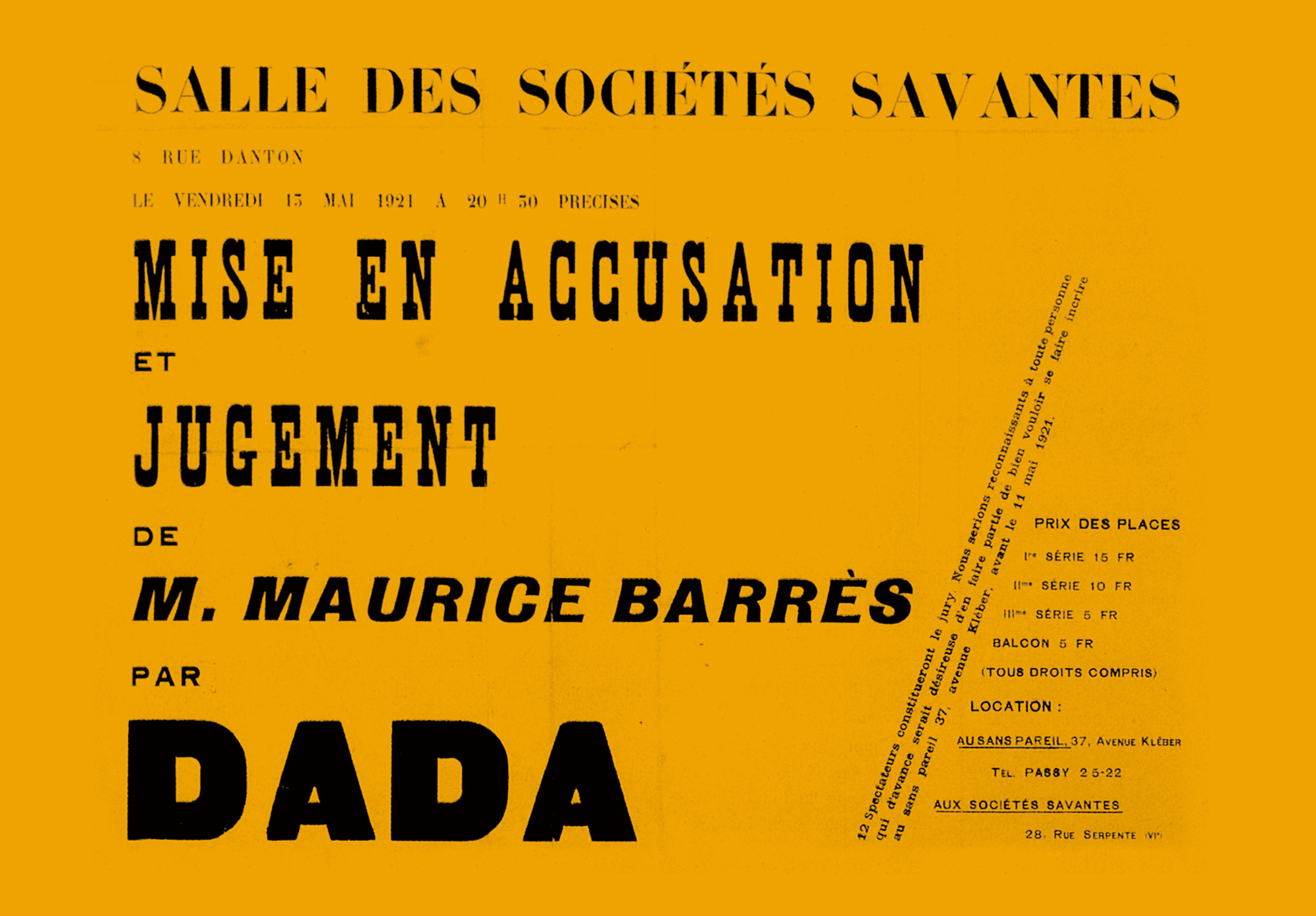 The official poster announcing the trial of Maurice Barrès.