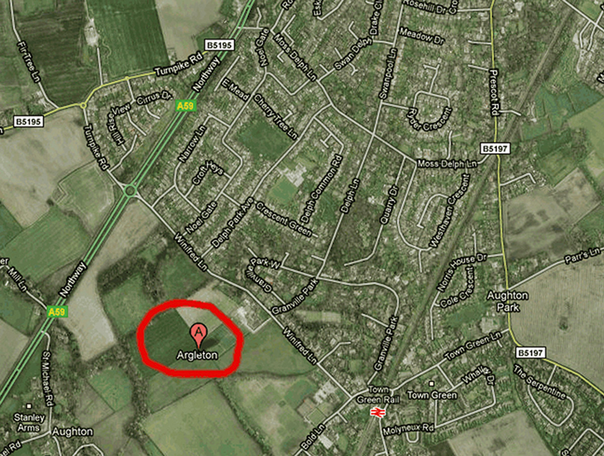 The mysterious Argleton, which disappeared from Google Maps in 2010.
