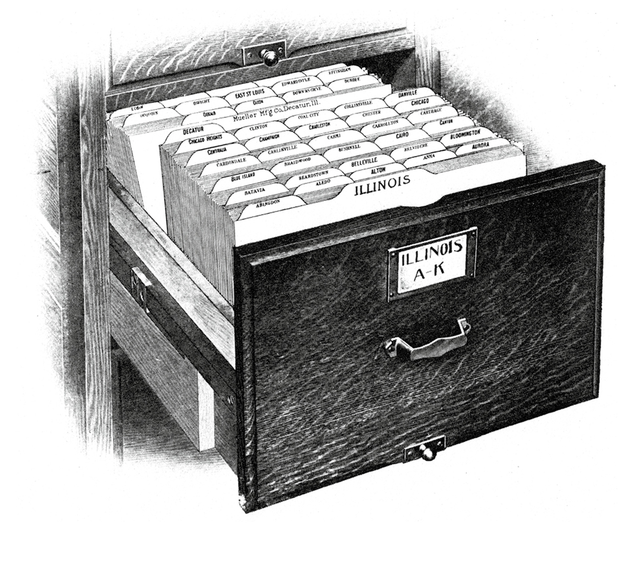 A nineteen oh three illustration of a library bureau.