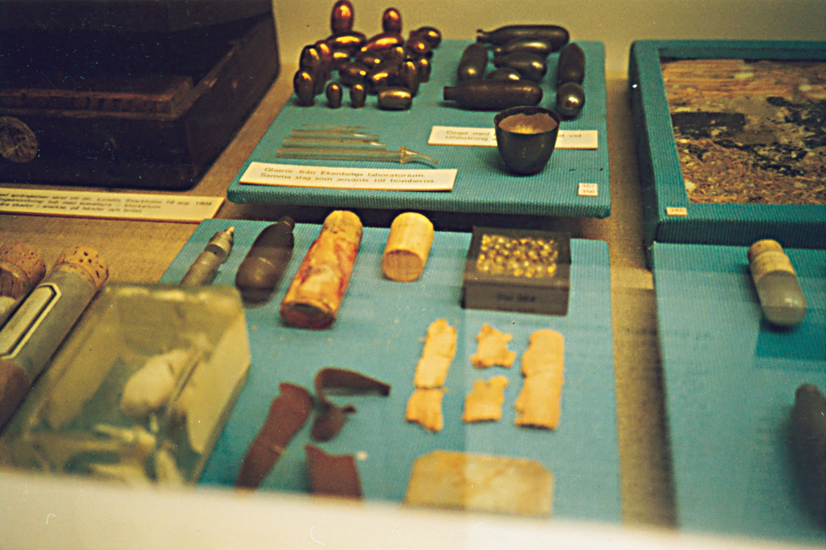 A photograph of Hammar's thumb on display at the Police Museum in Stockholm.