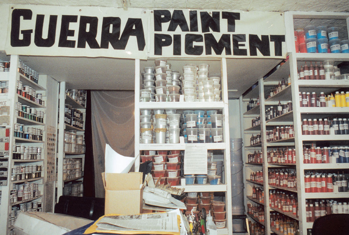 A photograph of the interior of Guerra Paint and Pigment.