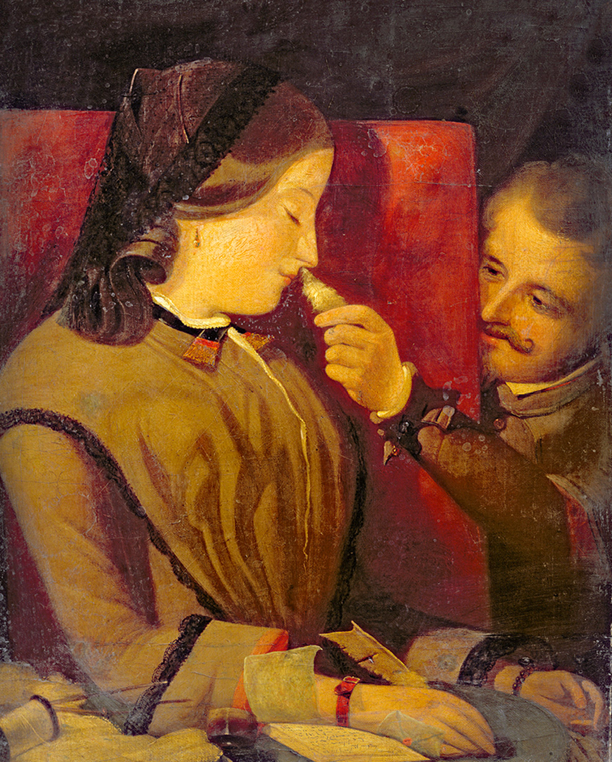 Thomas Wade, Man Tickling a Woman’s Nose with a Feather, ca. 1860.