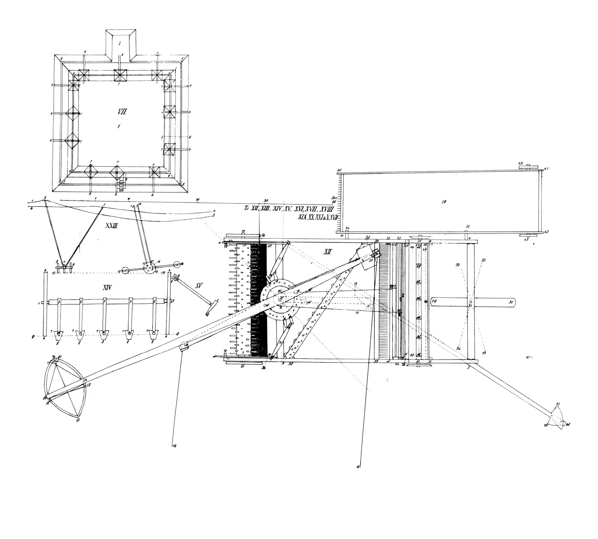 A diagram of John Adolphus Etzler’s design for his Satellite, which was finally demonstrated to an inebriated crowd in eighteen forty-five.