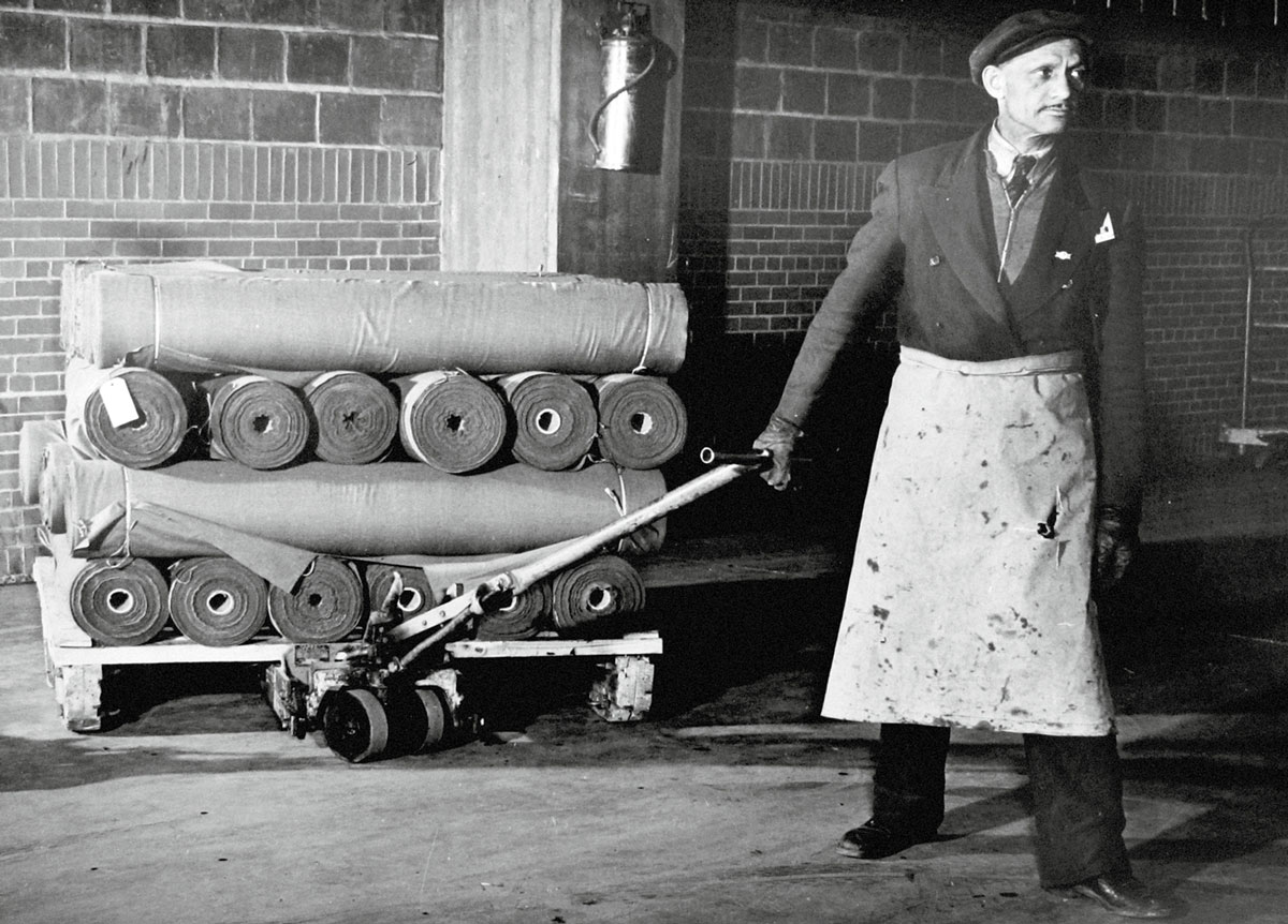 A photograph of pallets being used by the Philadelphia Quartermaster Depot during World War two.