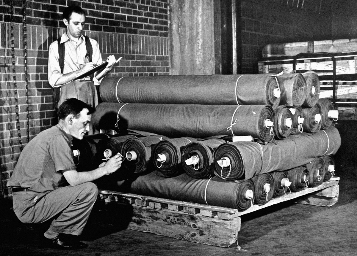 Low profile, high value. Pallets at work at the Philadelphia Quartermaster Depot during World War II. Courtesy National Archives.