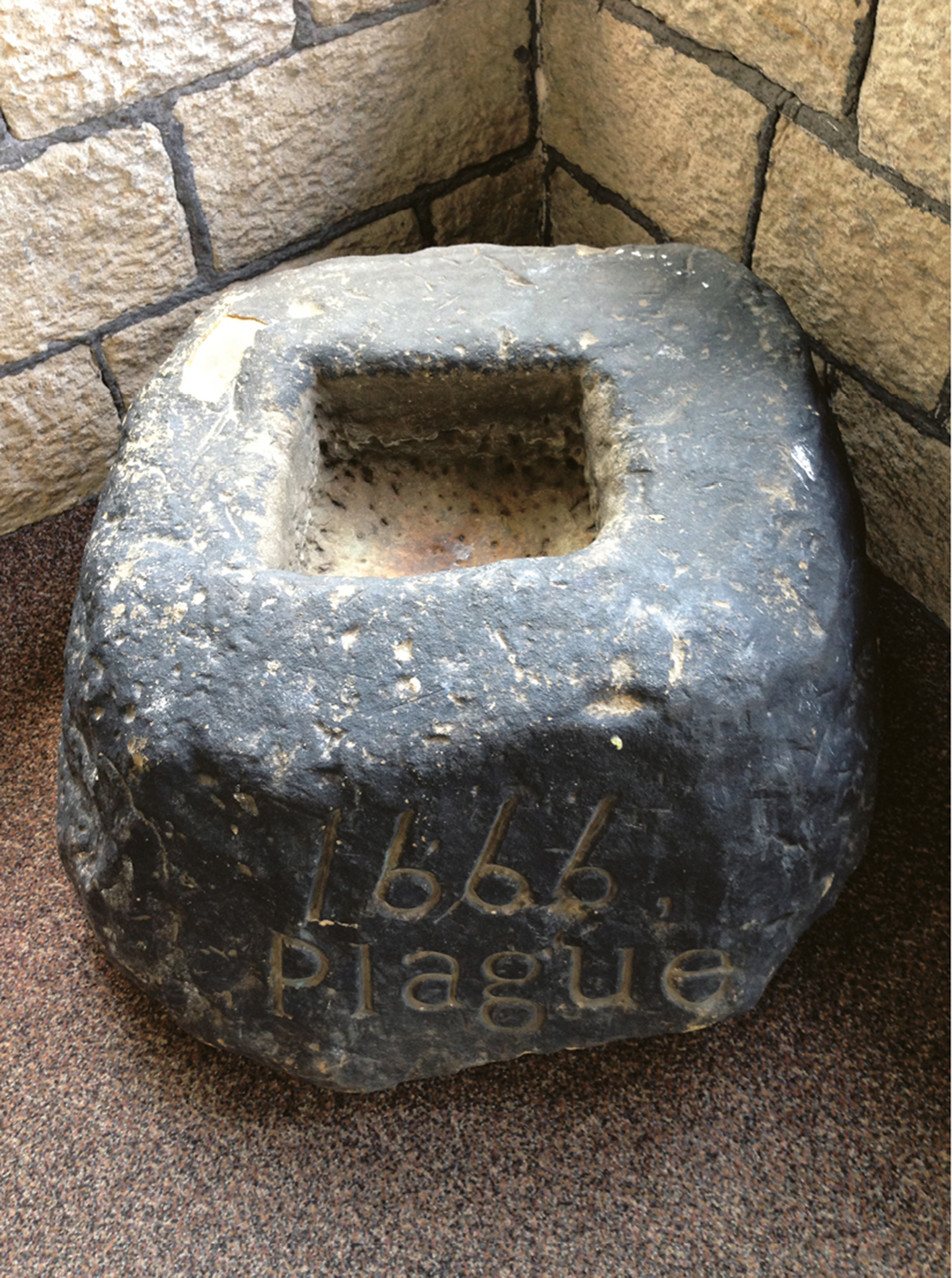 Artist Sophie Nys’s photograph of a plague stone at Kirkstall, West Yorkshire.