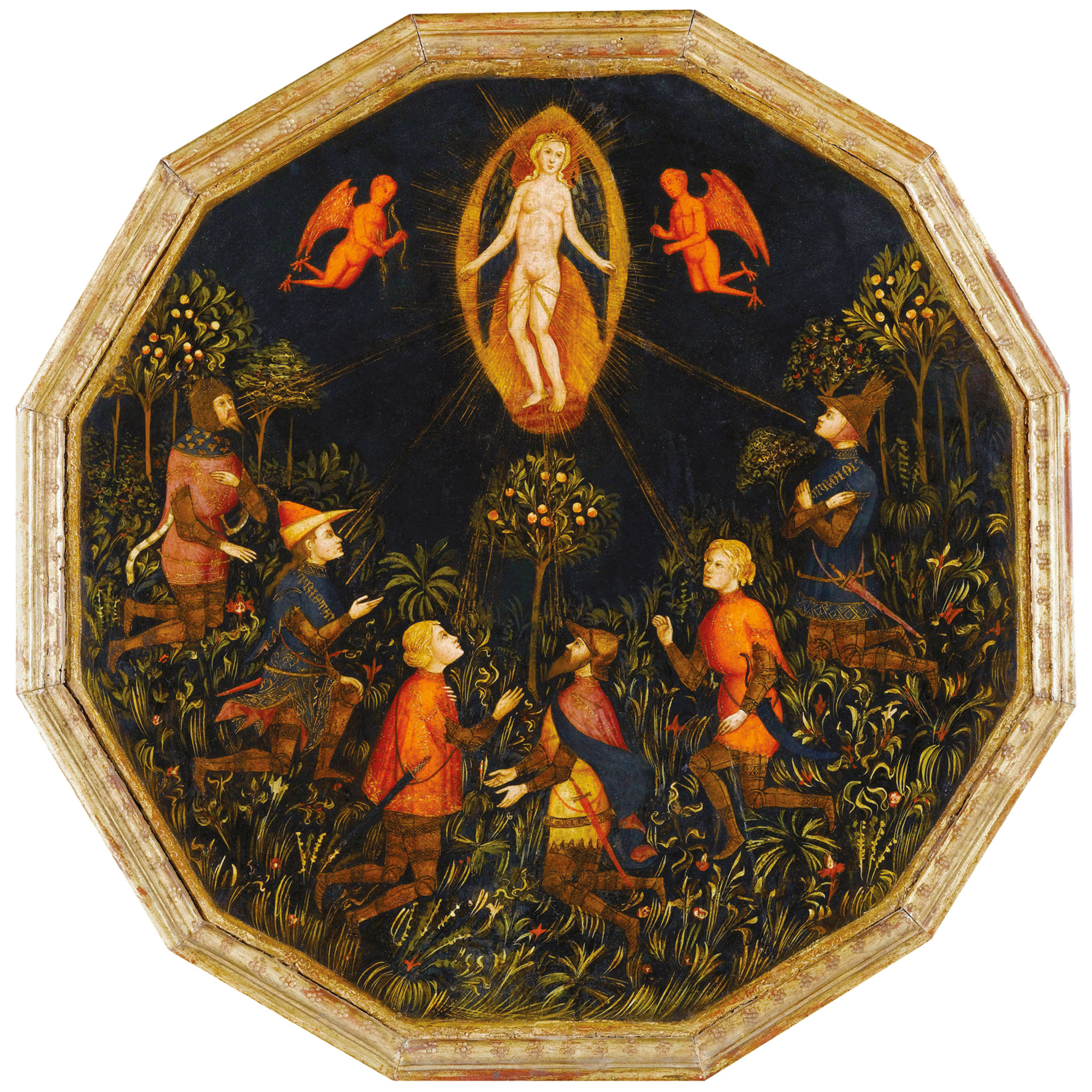 Venus radiant. Italian birth tray by Master of Charles of Durazzo, ca. 1400.