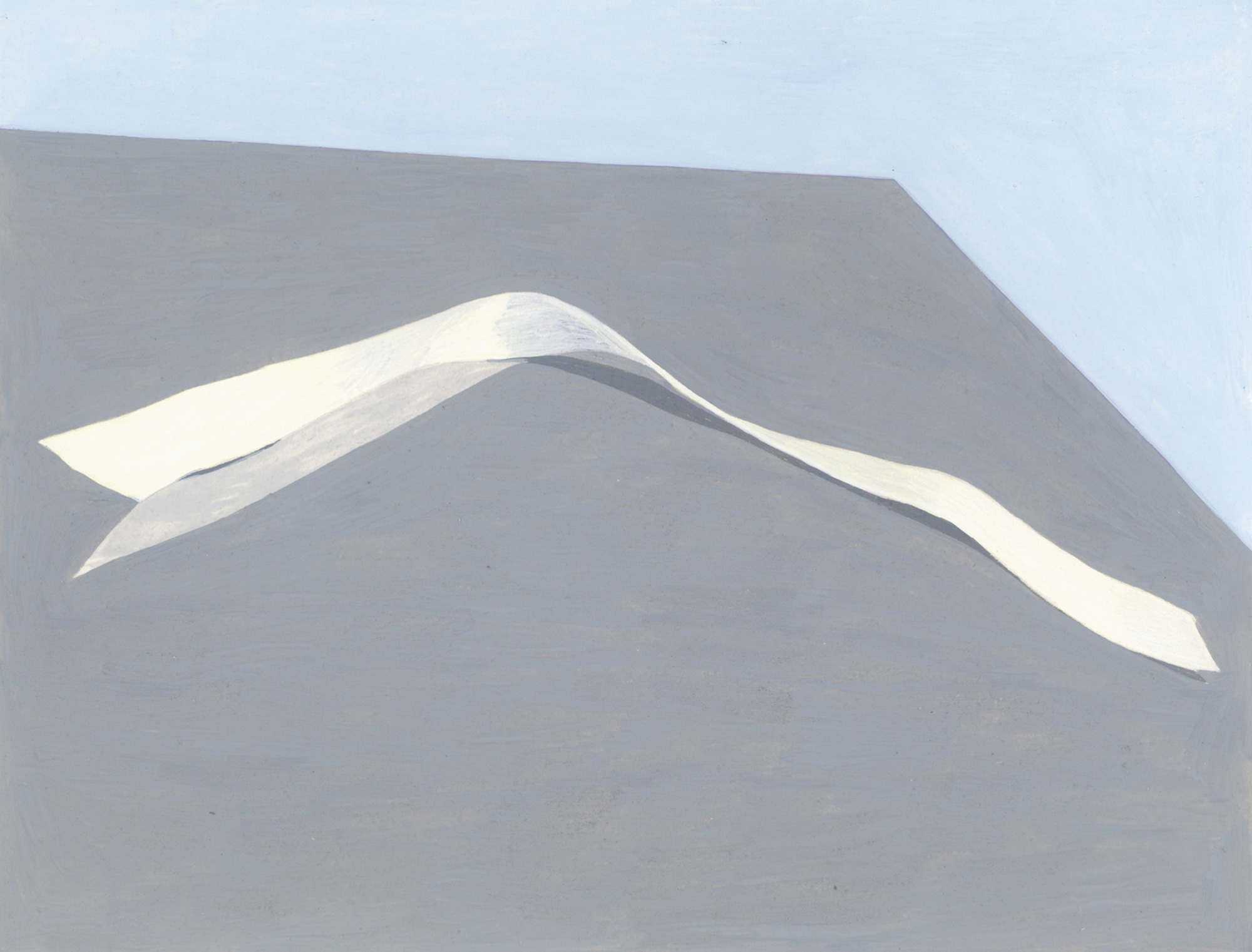 A two thousand and fourteen painting by Amy Jean Porter of a white ribbon, titled “Ribbon.”