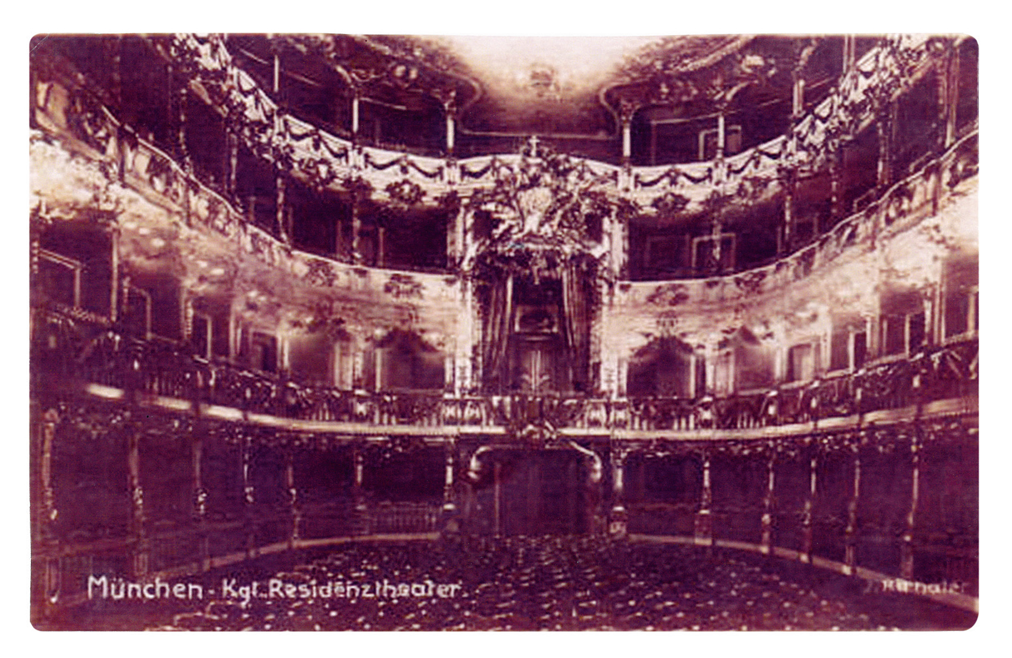 Postcard from 1920 showing the interior of Munich’s Residenztheater.
