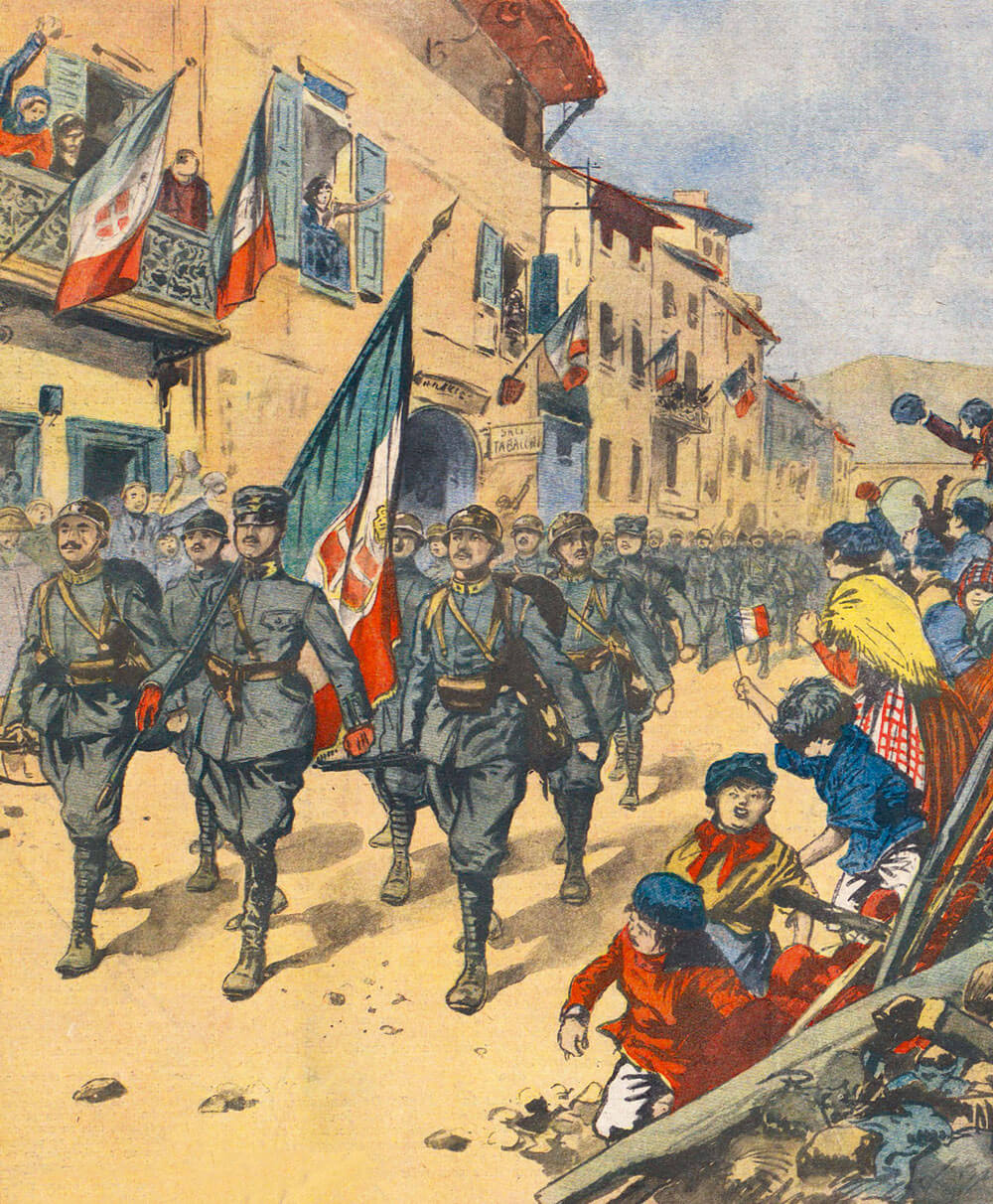 Italian troops entering Fiume after D’Annunzio’s defeat, December 1920. This image from Le Petit Journal of 9 January 1921 was captioned, “The end of the adventure.”
