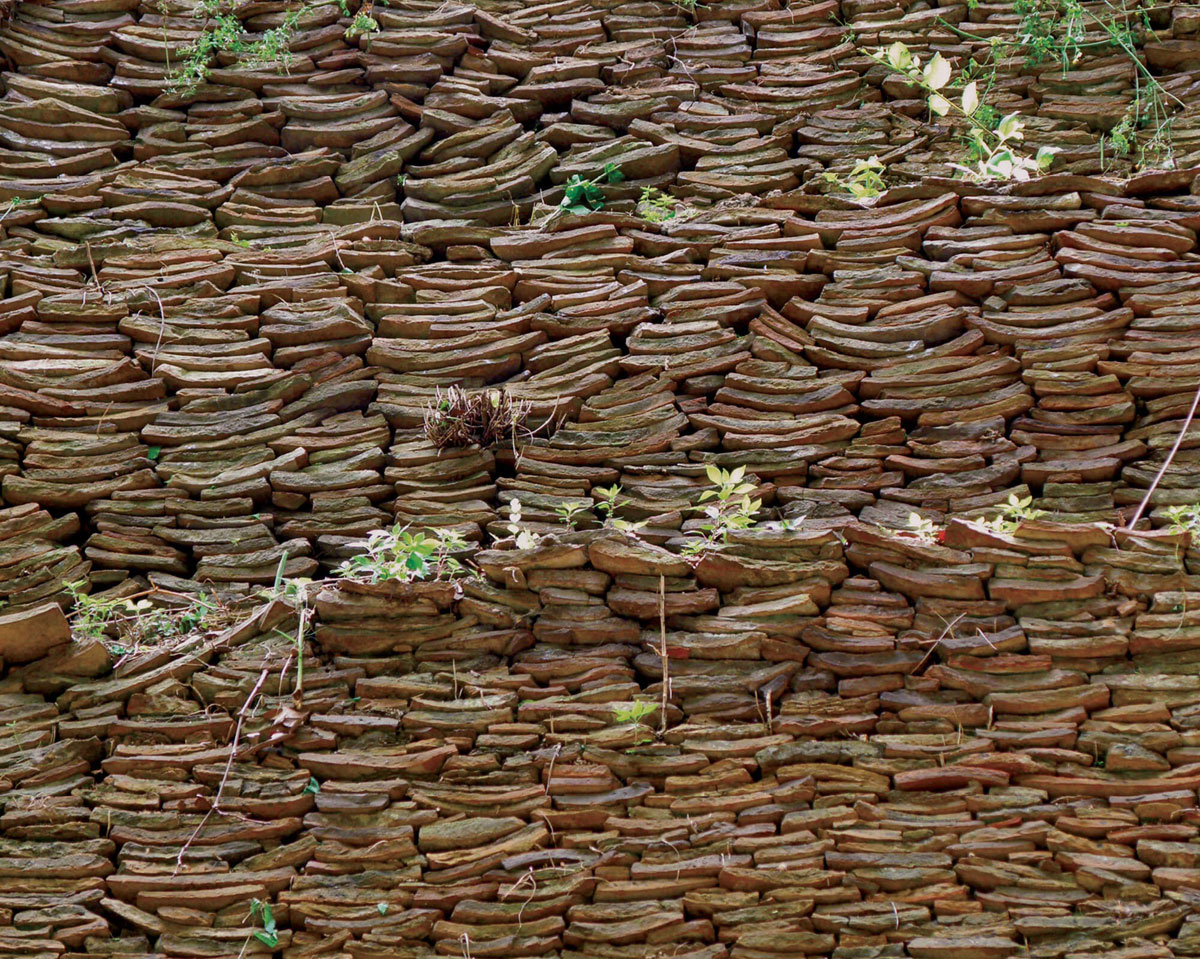 Amphorae shards piled to form terraces at Monte Testaccio.