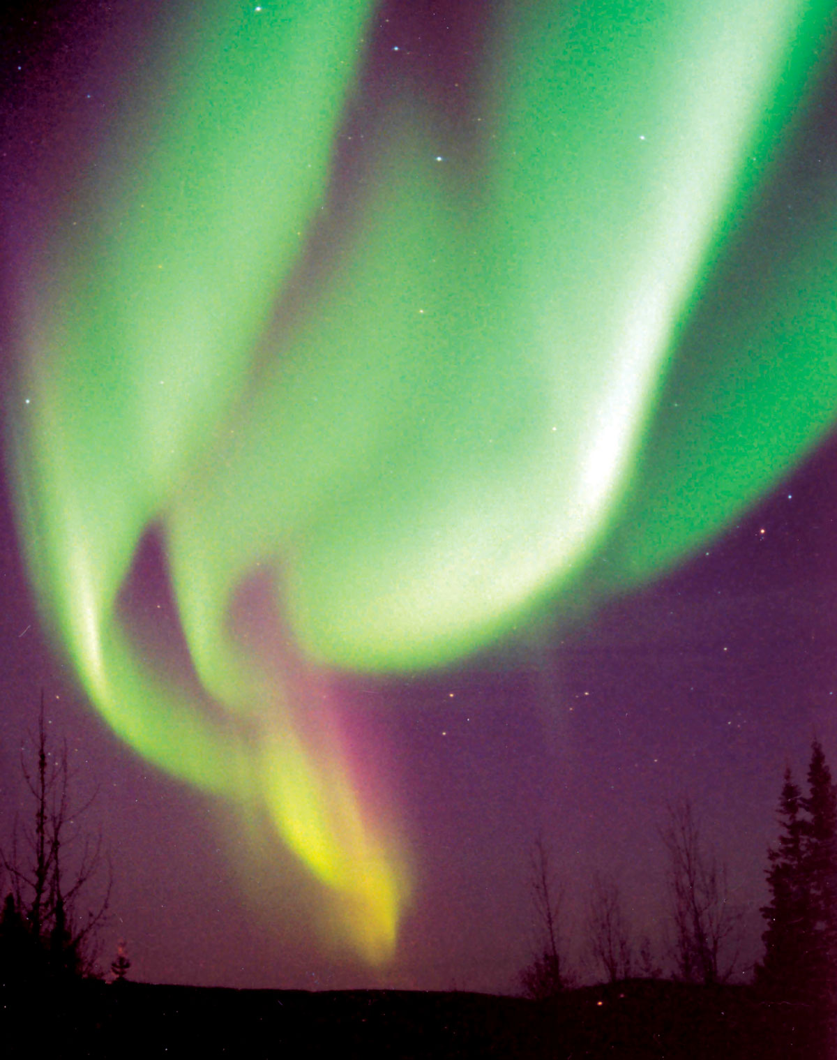 A photograph of aurora borealis taken in Fairbanks, Alaska.
