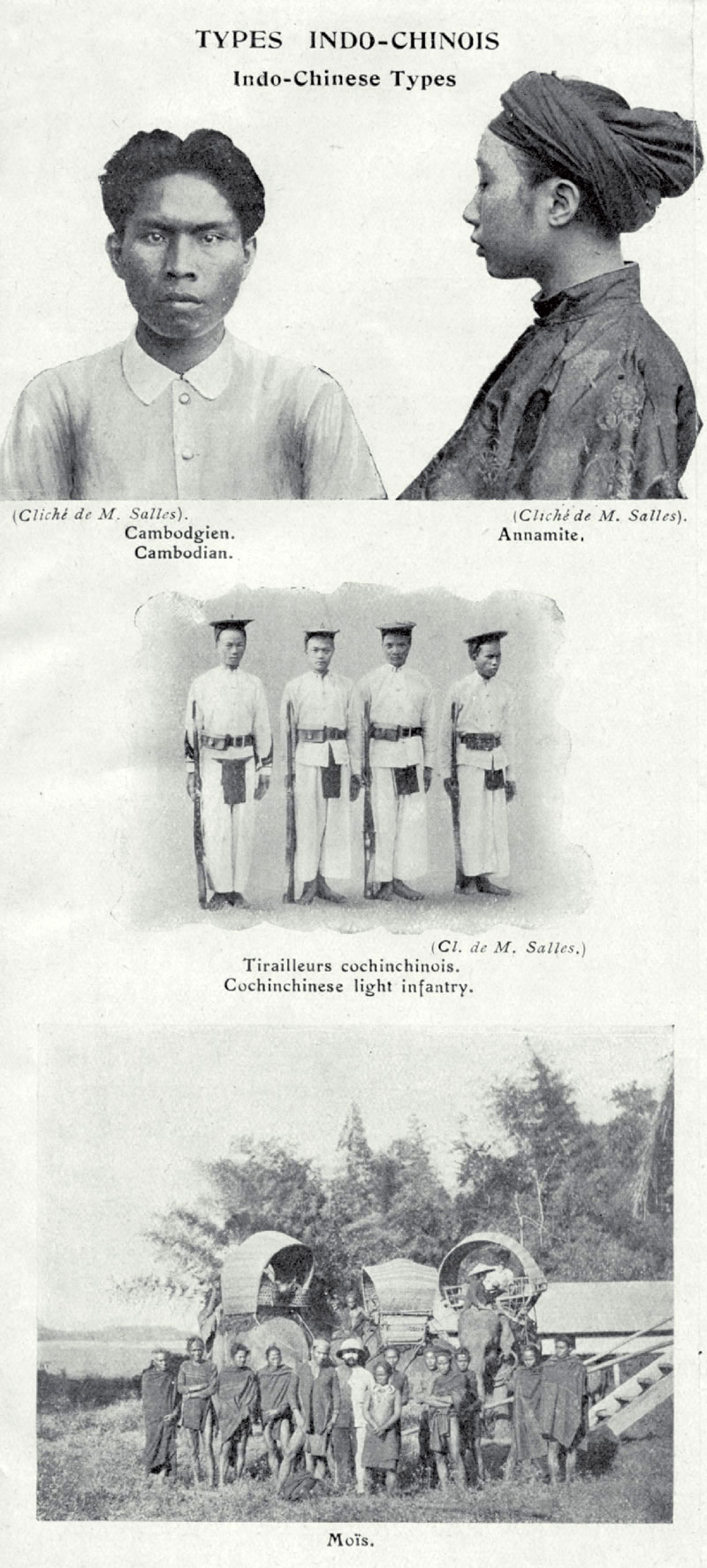A page from the book “Comité de Tourisme Colonial, Indochine,” published before 1915, with photographs depicting so-called Types Indo-Chinois.