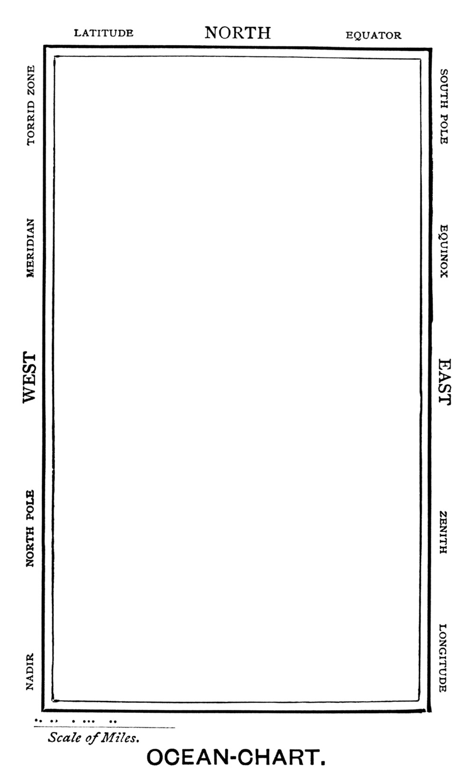 An image of the blank Bellman’s Map from Lewis Carroll’s eighteen seventy six book-length poem 