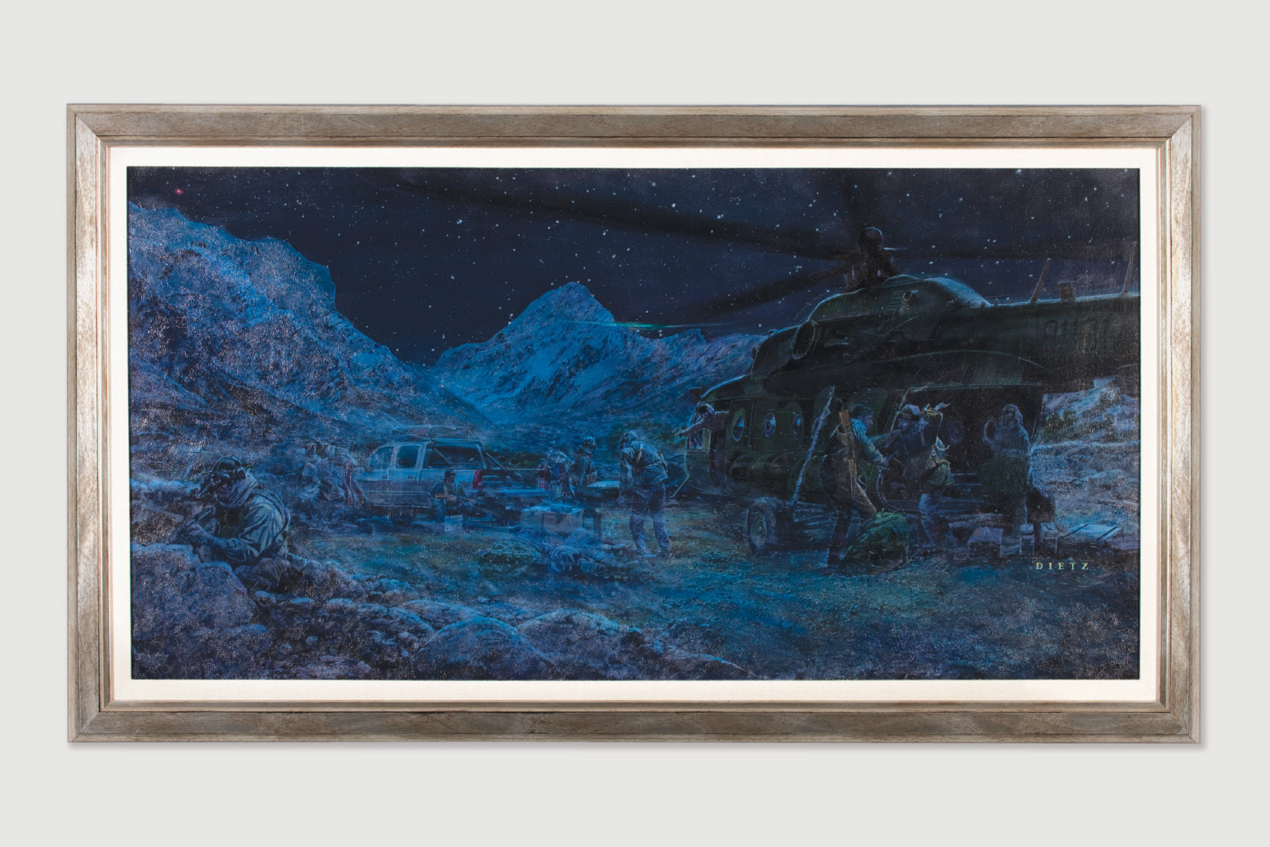 James Diaz, Cast of a Few, Courage of a Nation, 2008. The painting depicts a scene from the war in Afghanistan after September 11, 2001.