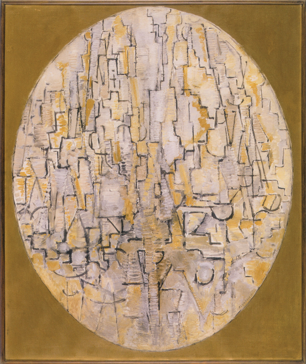 A print of Piet Mondrian's nineteen thirteen 