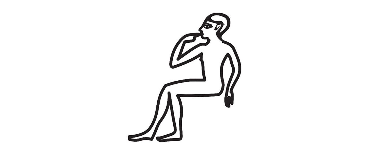 A hieroglyph of a seated figure thinking.