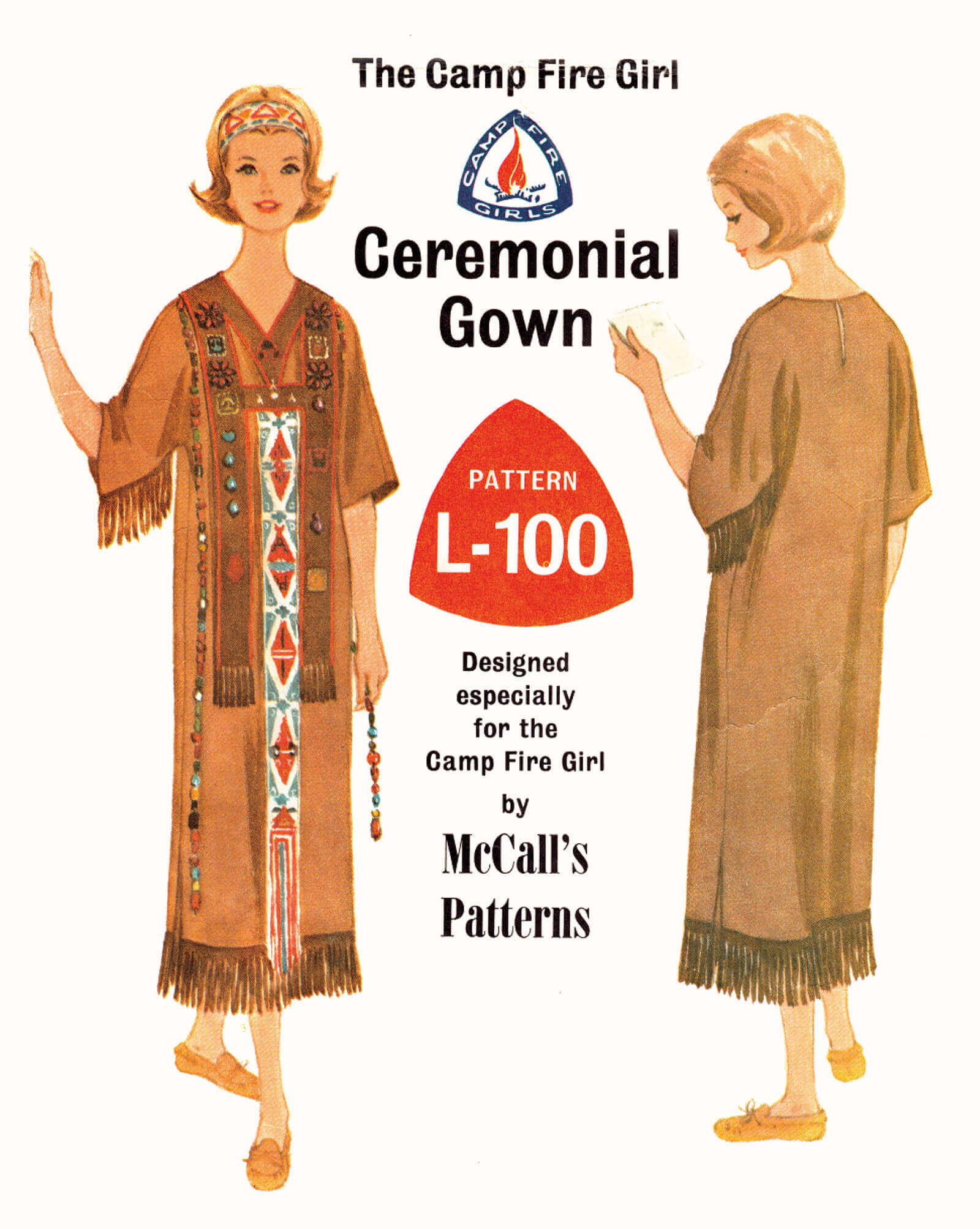 McCall’s pattern for Camp Fire Girl ceremonial gown, mid-1960s. Gulick’s 1915 book The Shul U Tam Na (In Full Dress—With All Beads On) of the Camp Fire Girls had stipulated precise guidelines for the design of the organization’s costumes.