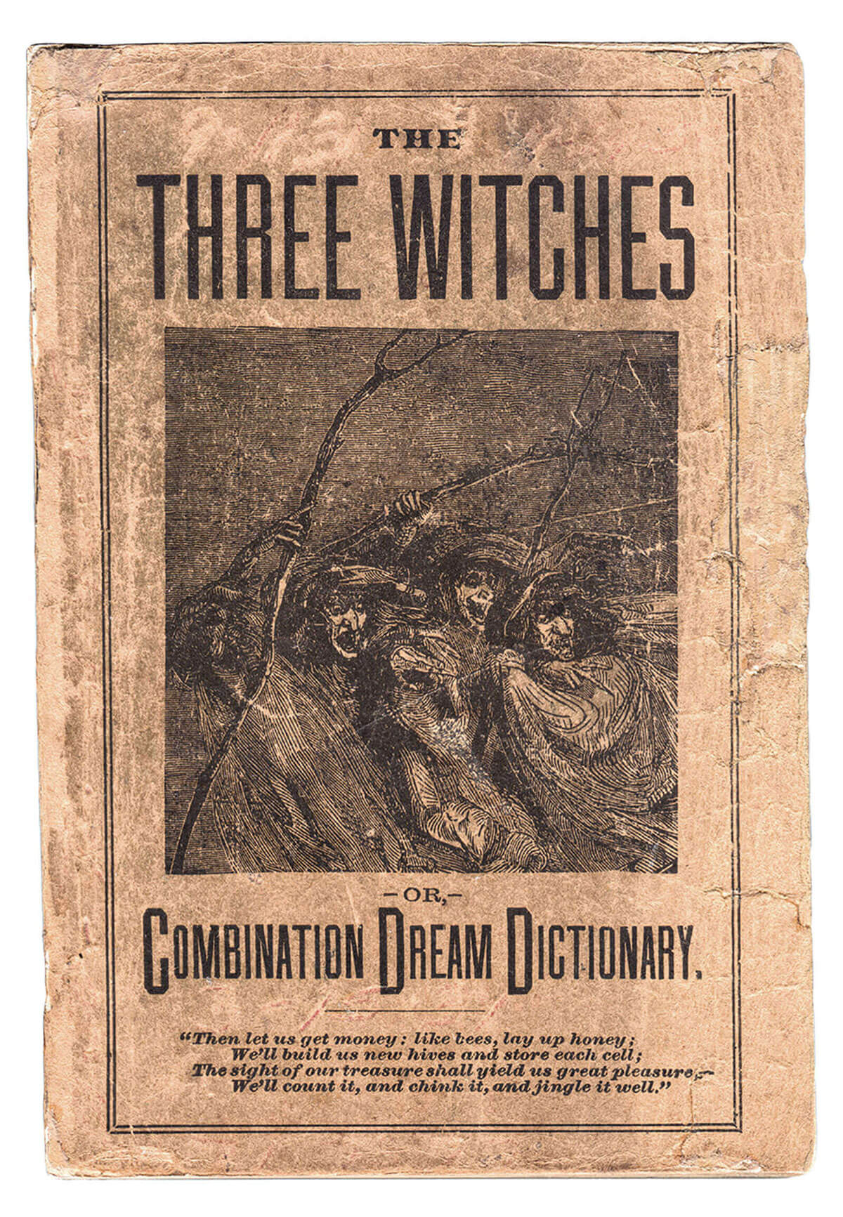The Three Witches—or,—Combination Dream Dictionary, printed in Baltimore in 1887. The book was notable in that it dispensed with any dream interpretation, and instead simply assigned lucky numbers to each entry. Additionally, the numbers it provided depended on the city in which the dreamer lived; dreaming of an ant in New York, for example, was a sign to gamble on the numbers “7, 20, or 49,” while the same dream in Philadelphia signified “1, 2, 3, or 4.”