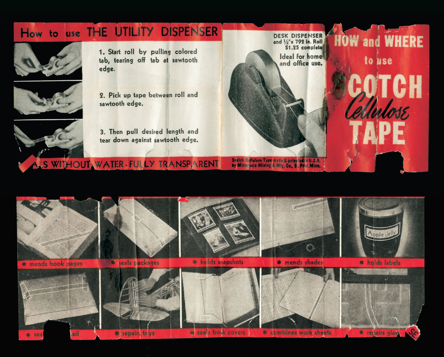 An instruction sheet for the tape dispenser.